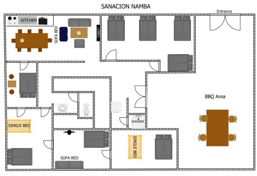 Ferienwohnung Sanacion Namba 難波千日前の5Ldk120平米 駅徒歩2分 広々バルコニーでバーベキューも可能 Ōsaka Exterior foto